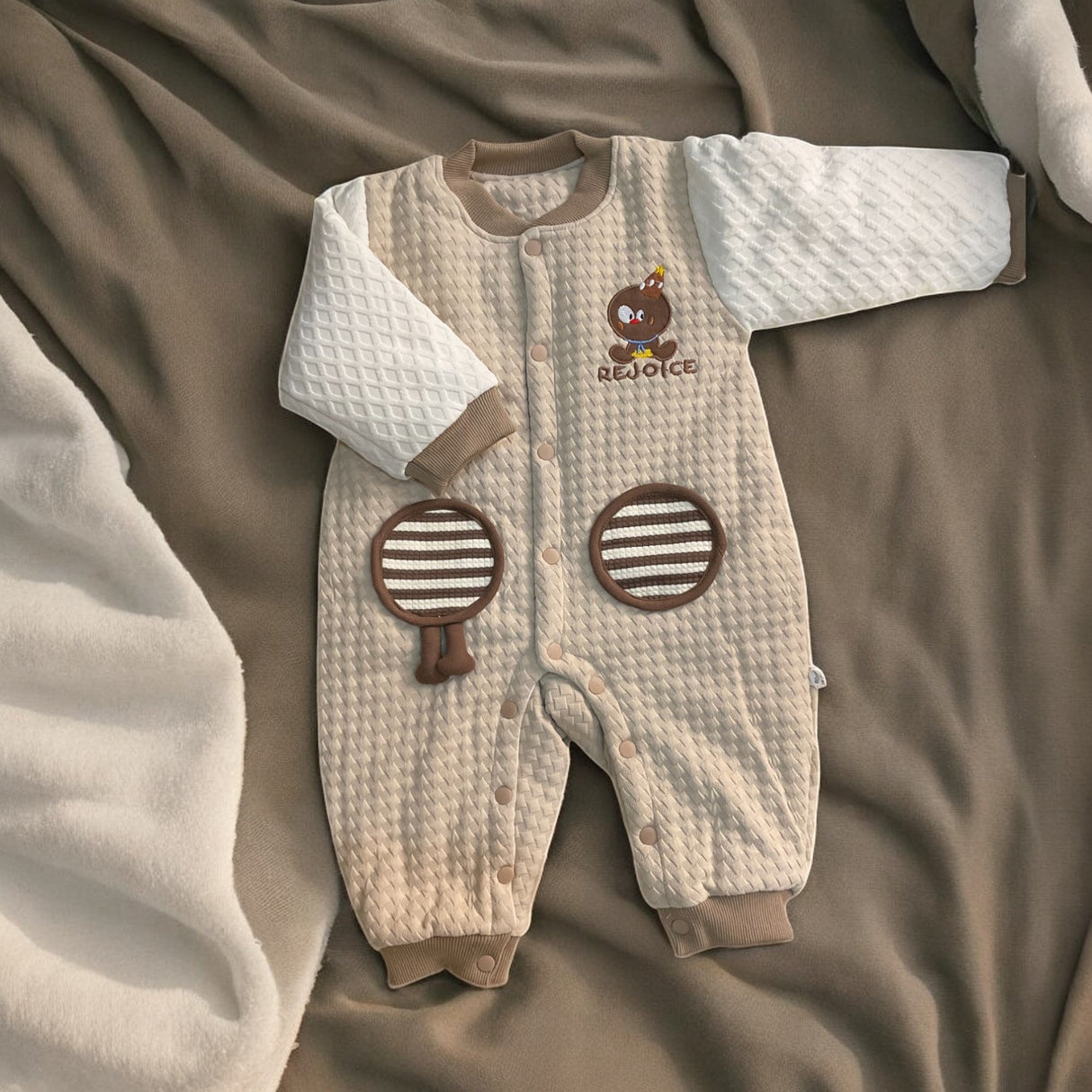 Bear Paw Quilted Winter Romper for boy/girl