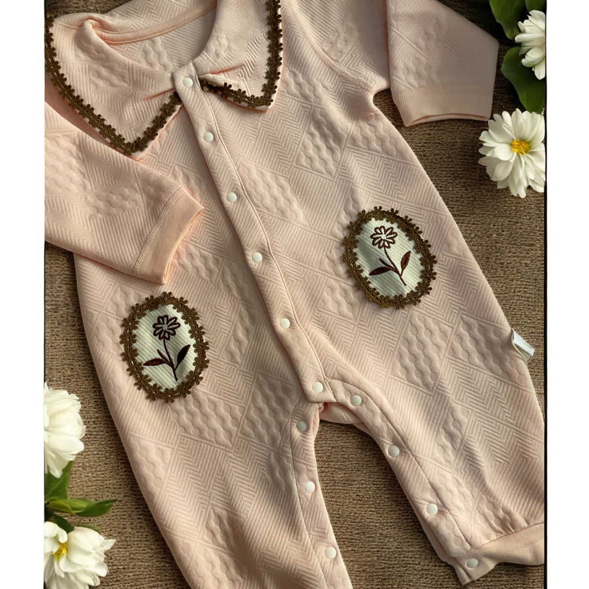 Petal Soft Floral and Lace Pattern Romper for girl