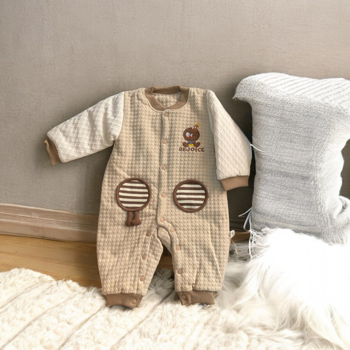 Bear Paw Quilted Winter Romper for boy/girl