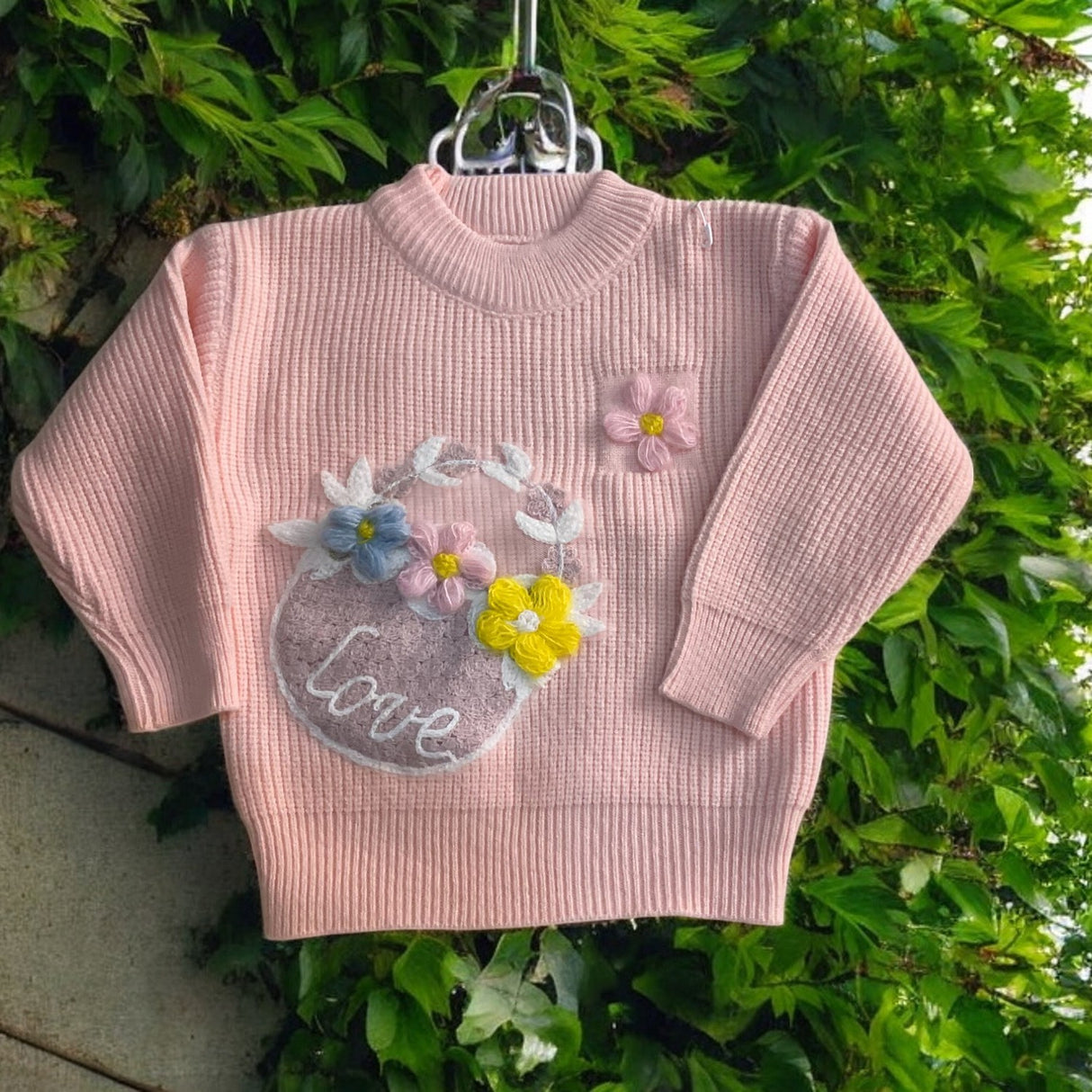 3D Flower Love Knit Sweater