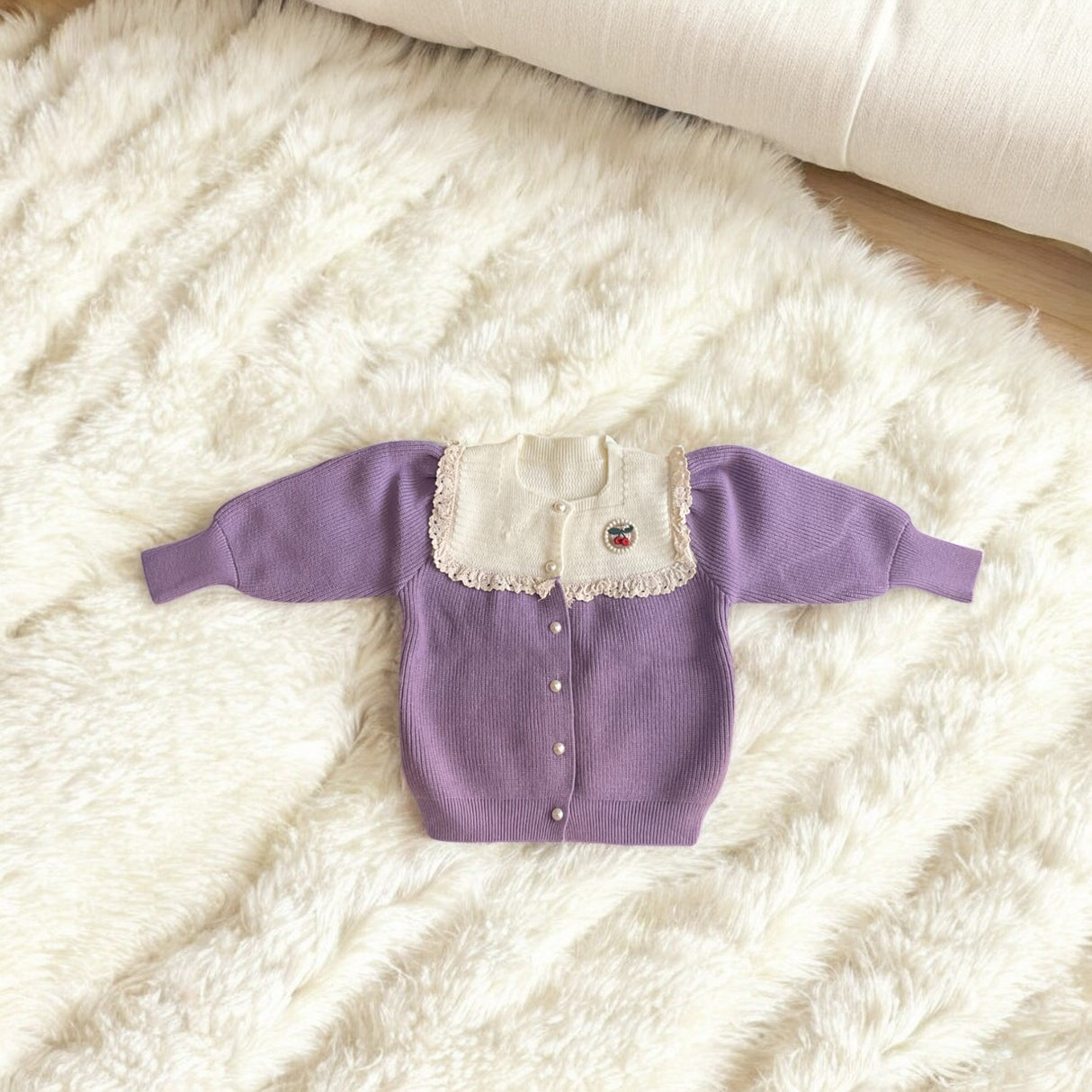 Lavender cherry Lace Delight Sweater