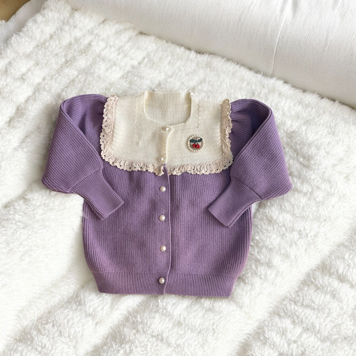 Lavender cherry Lace Delight Sweater