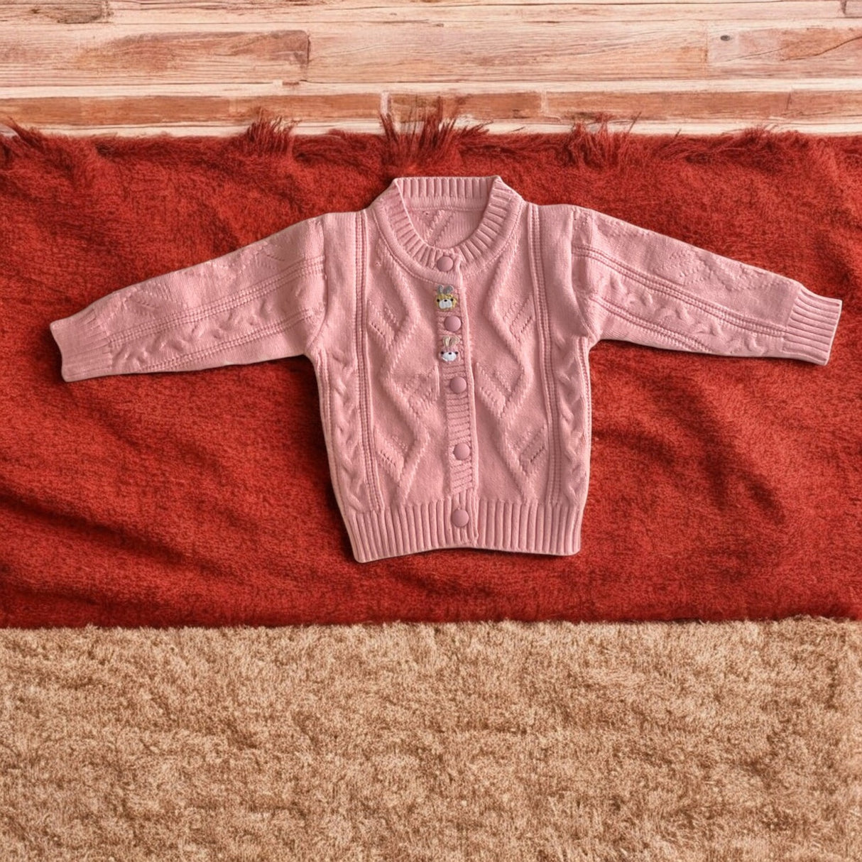 Buttoned Bunny Charm Knit Cardigan